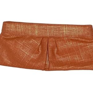 Style & Co orange/gold  woven‎ clutch.